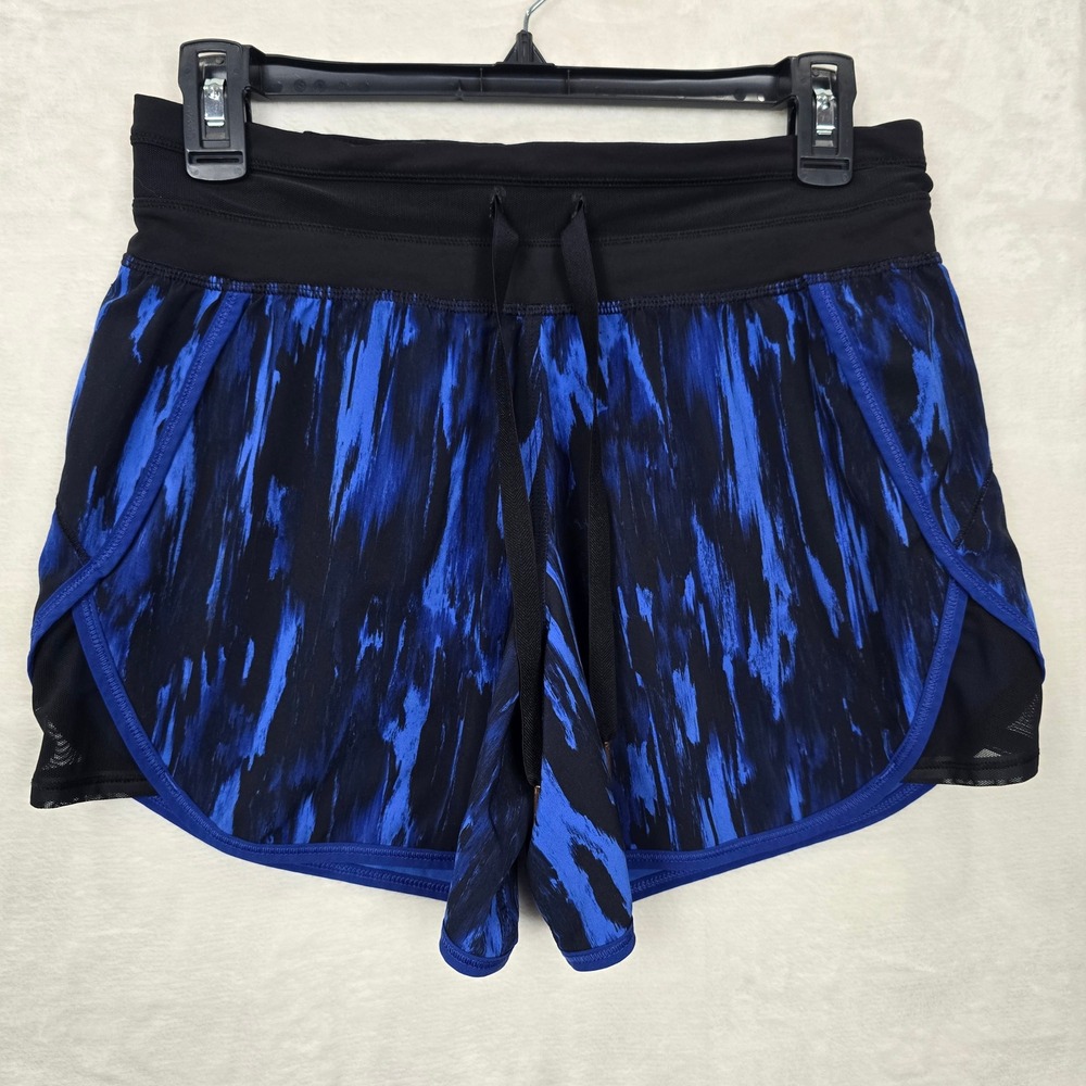 Lululemon Shorts Kanto Catch Me Size‎ 6 black blue abstract running athletic